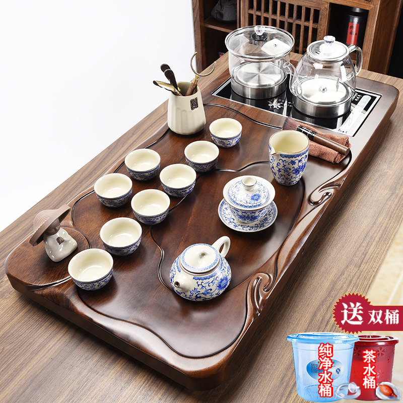 整板北美胡桃木茶盘整套全自动茶具套装家用高档一体实木茶台道