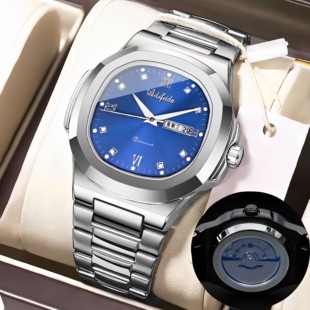 正品鹦鹉螺全自动纯机械镂空男士手表防水夜光日历不锈钢商务名表