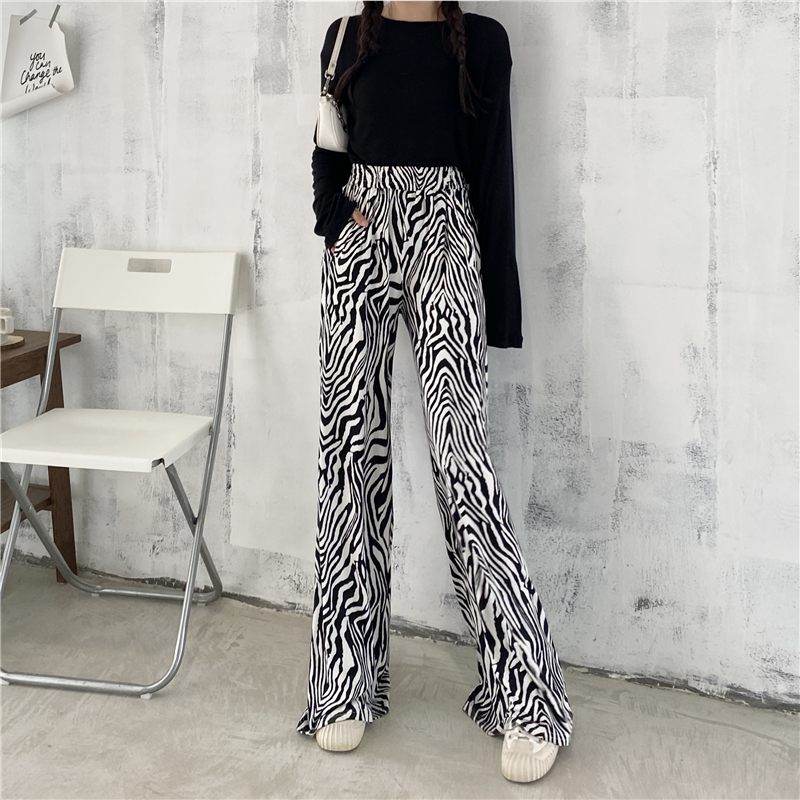 Real shot net red color spot horse pattern loose casual pants women's mop pants
