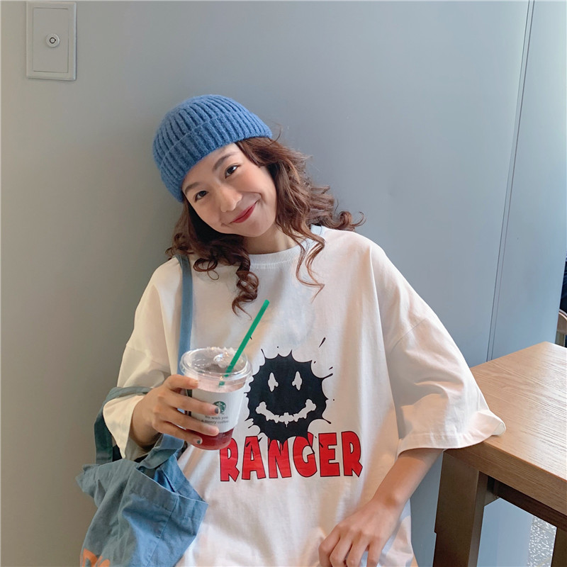 Real shot short sleeve T-shirt women's new cartoon pattern summer large women's wear