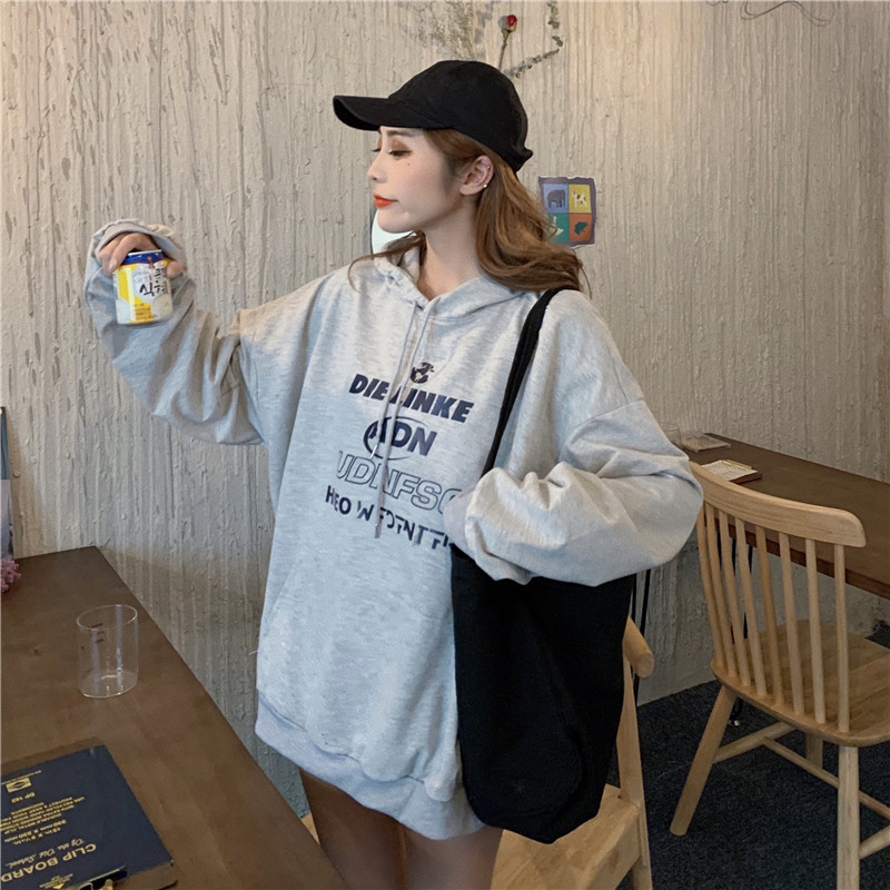 Real shot of spring and autumn thin hooded long sleeve sweater for women
