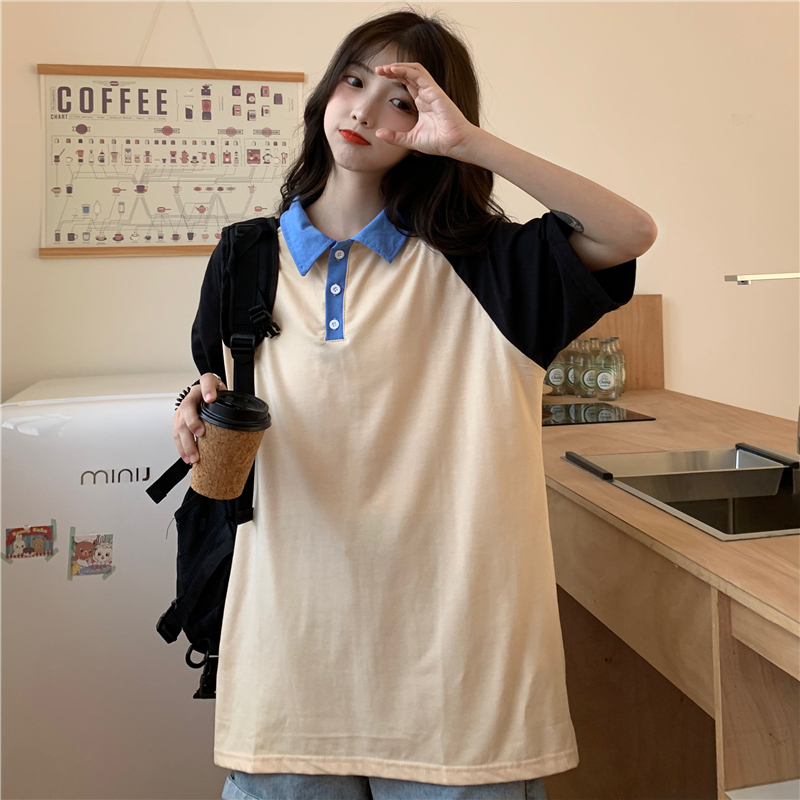 Photo of 2021 summer short sleeve T-shirt for female polo collar