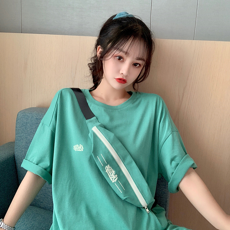 Real shot 2021 summer Hong Kong chic short sleeve T-shirt women's loose Korean fashion half sleeve top