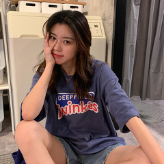 Four color Korean loose simple letter short sleeve T-shirt