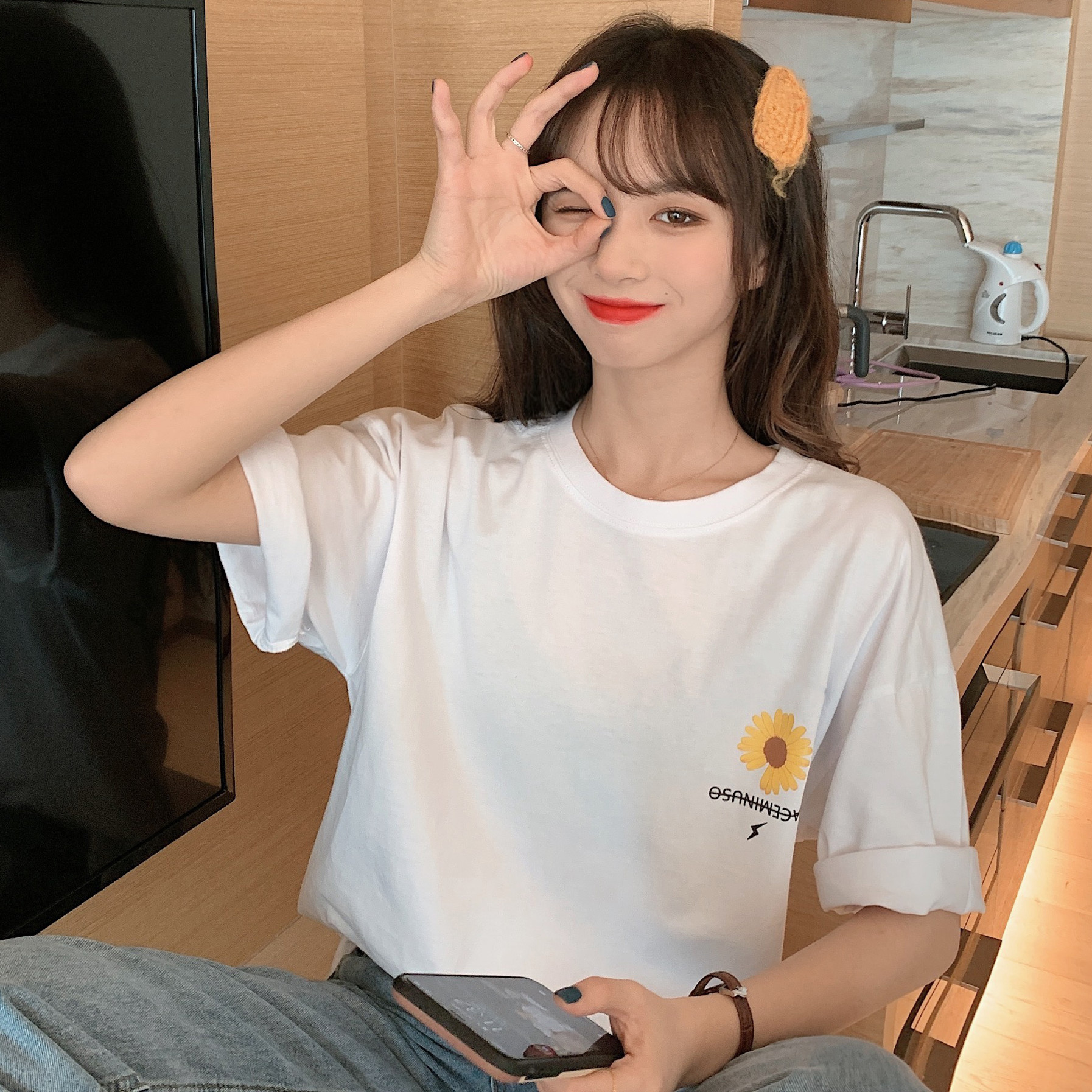 實拍夏季短袖t恤女2021新款
