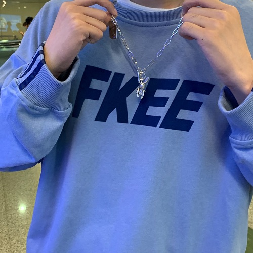 Real shot 6535 fish scale cotton sweater round neck top fashion ins lovers wear autumn lovers version