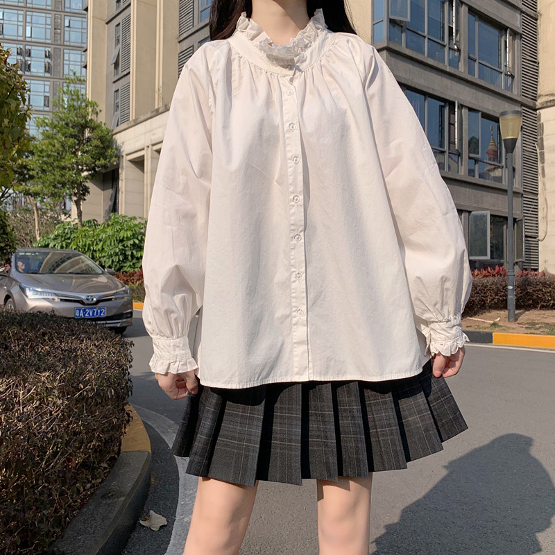 Japanese lace Lantern Sleeve Long Sleeve Shirt