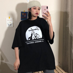 實拍2021夏寬鬆大碼短袖上衣女學生