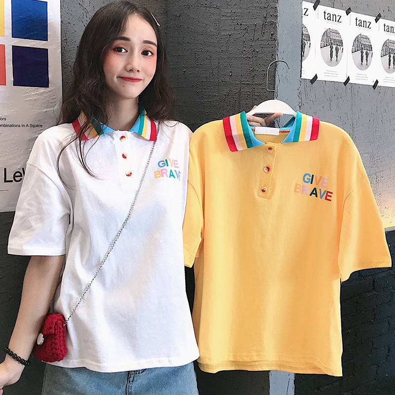 Real shooting of new summer wear short T-Shirt Top for female students