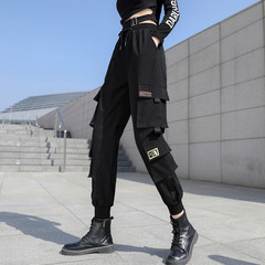 New black corset overalls women's loose and thin super fire pants casual pants sports pants
