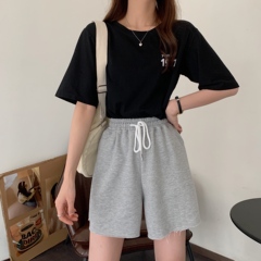 Real shooting summer new products loose drawstring casual shorts for women