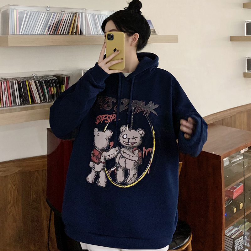 Original real shot new autumn and winter new Hong Kong Style bear sweater