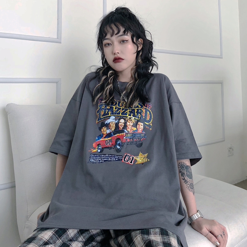 Real shot 2021 summer new product Harajuku style short sleeve T-shirt for women