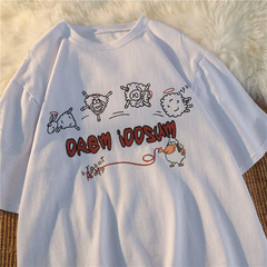 Real shot cotton 2021 summer new short sleeve T-shirt blouse printing