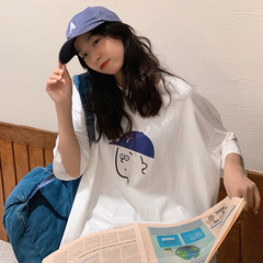 Real shot 2021 summer loose size short sleeve T-shirt girl student top