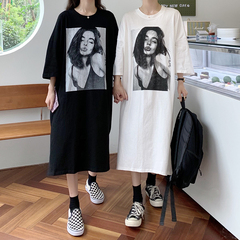 Real photo 2021 new fat mm loose dress T-shirt girl