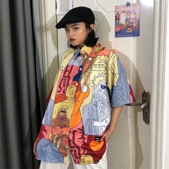 Harajuku style collar short sleeve shirt