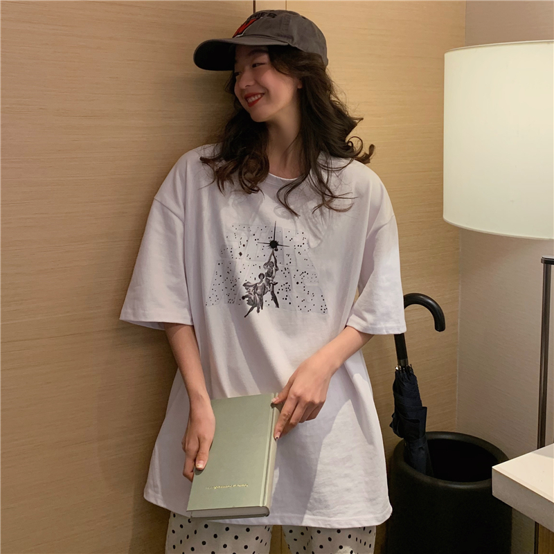 實拍2021夏裝字母印花短袖T恤寬鬆女