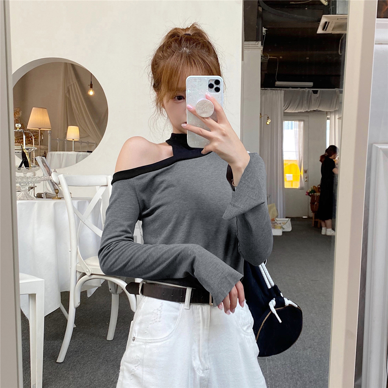 Two long sleeve T-shirt off shoulder top