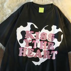 官圖2021夏裝愛心字母印花短袖T恤女