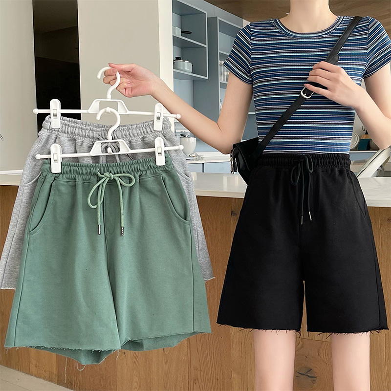 Real shot 2021 summer Korean loose wide leg casual Shorts New High waist pants fashion