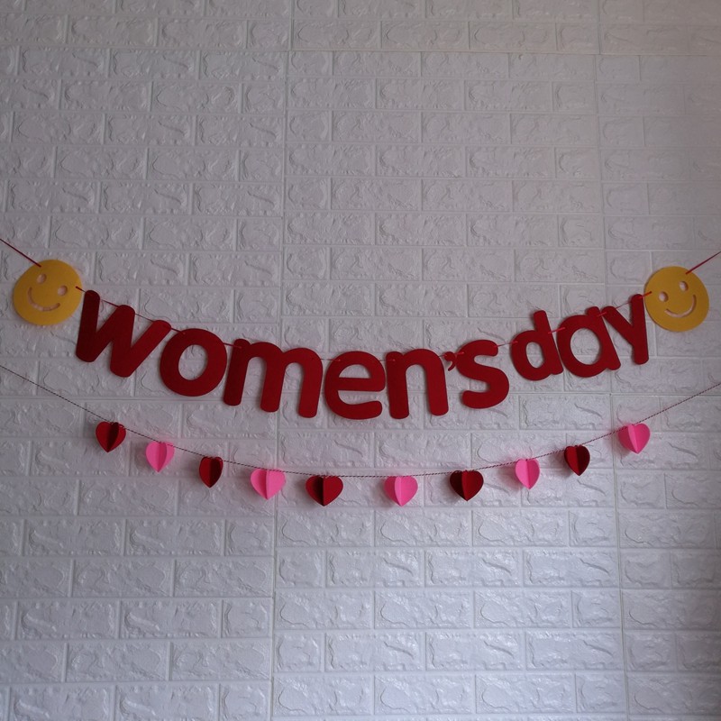 妇女节拉花妇女节字母彩旗妇女节挂墙装饰happywomensday英文横幅