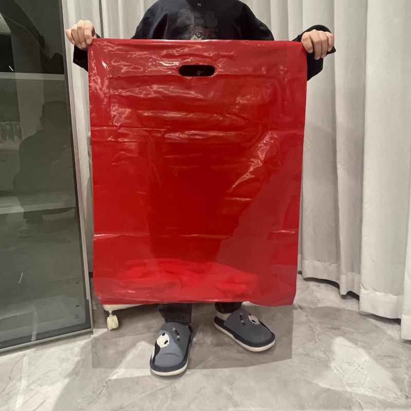 特大号加厚塑料手提袋服装衣服购物袋红色礼品包装袋红色金色袋子