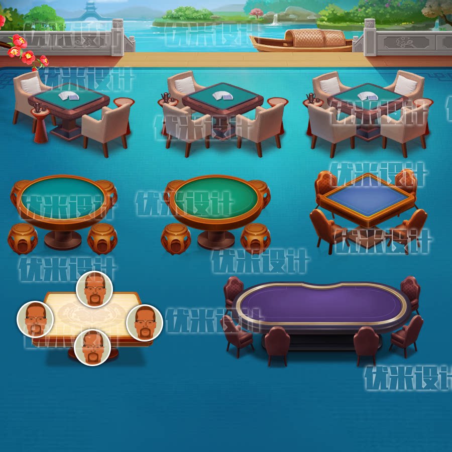 大厅俱乐部桌子 棋牌牌桌素材png透明图片 ui素材