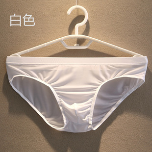 男士三角内裤冰丝丁字款半透明性感珠光工字琼丝高弹三分裤衩男生