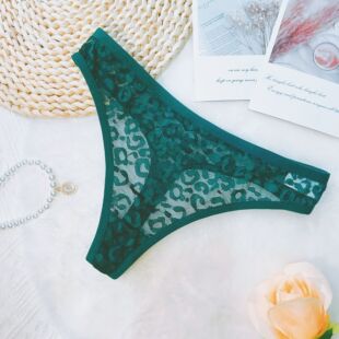 舒适提臀不勒肉网纱 三角裤 夏季 超薄性感豹纹蕾丝女士丁字超薄内裤