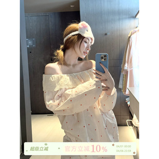 宽松纯棉家居服套装 可爱波点蕾丝花边娃娃领睡衣女春季 JoyceBra