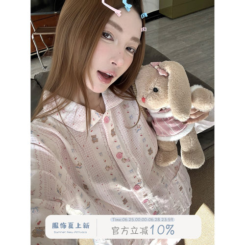 JoyceBra卡通印花格纹纯棉睡衣