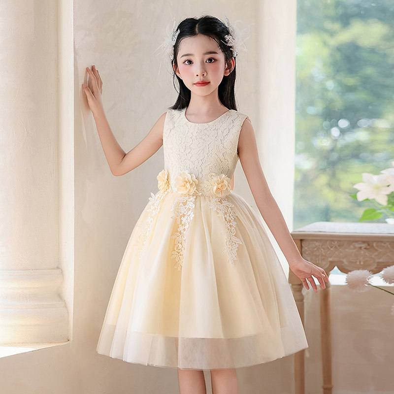 女童礼服夏新款连衣裙生日公主裙小女孩钢琴演出走秀花童主持婚礼