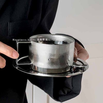 小众ins风不锈钢咖啡杯碟套装