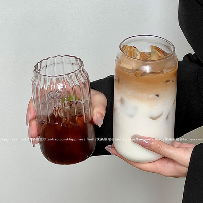 小众可乐杯玻璃杯创意易拉罐冷饮杯家用创意网红ins风商用果汁杯