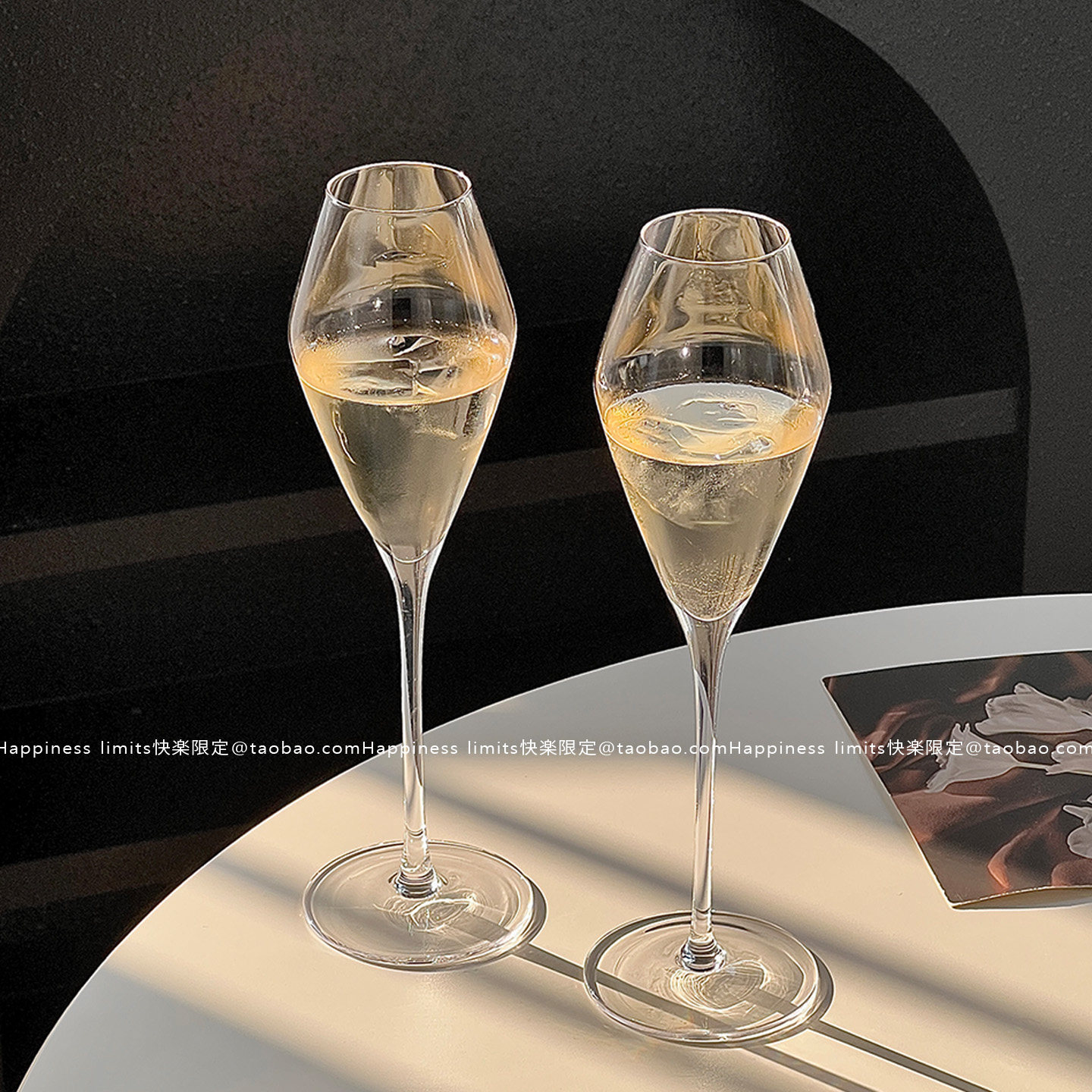 法式in风高脚香槟杯高颜值家用女起泡酒杯鸡尾酒杯玻璃喝水杯子