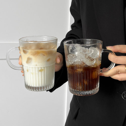 ins风带把手玻璃杯冰美式拿铁杯