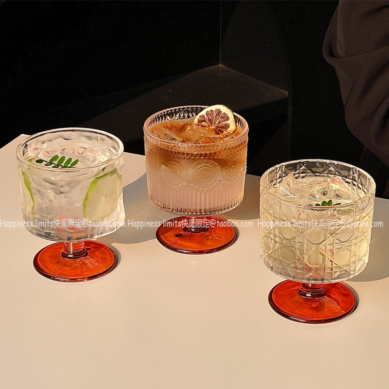 小众中古高脚杯ins风冷萃杯冰美式咖啡杯微醺酒杯果汁杯饮品杯子,餐饮具,玻璃杯,淘宝优惠券,粉丝福利购,淘宝优惠卷