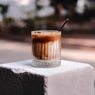 网红ins咖啡杯简约条纹耐热玻璃杯拿铁杯高颜值饮品杯鸡尾酒杯