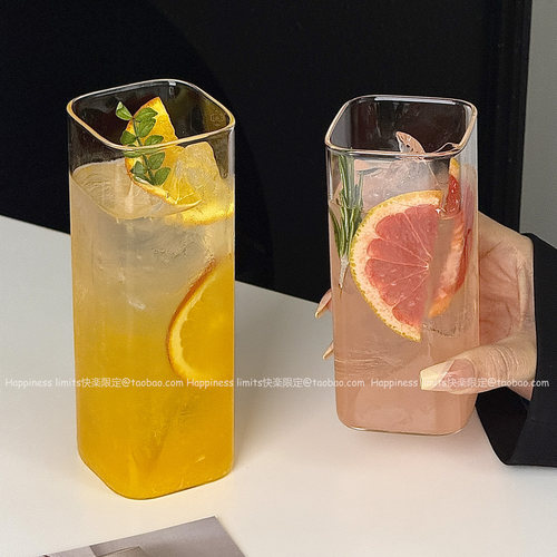 简约方形玻璃杯家用透明夏季果汁