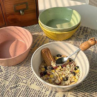 韩国ins风泼墨碗陶瓷复古水果酸奶碗麦片早餐大号饭碗甜品碗餐具