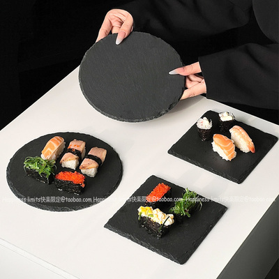 日式西餐黑色岩石甜品寿司盘