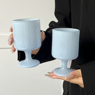 ins玉蓝矮脚玻璃杯果茶冷饮杯小众设计感家用高颜值水晶杯子