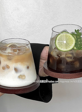 日式富士山杯玻璃杯ins风冰美式拿铁咖啡杯家用冷饮杯饮料杯水杯