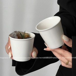 韩国ins风创意纸杯造型陶瓷手握杯简约dirty纯色拿铁杯咖啡拉花杯