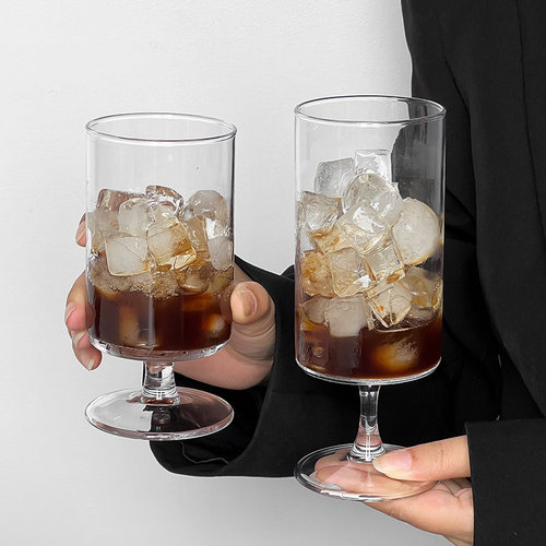 ins风直筒高脚咖啡杯冰美式杯