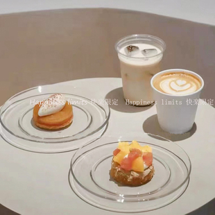 韩国ins博主同款 透明玻璃盘水果盘沙拉盘西餐盘耐热网红拍照道具