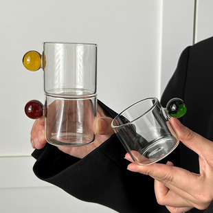 韩式 拿铁咖啡杯子萃取盅司 ins风玻璃圆球带把可爱小奶盅浓缩意式