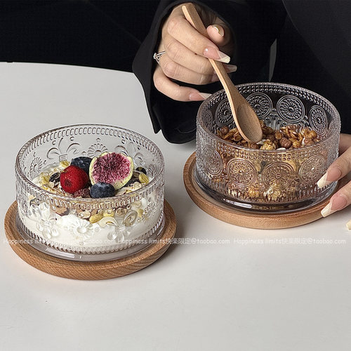 ins高颜值玻璃杯早餐麦片碗