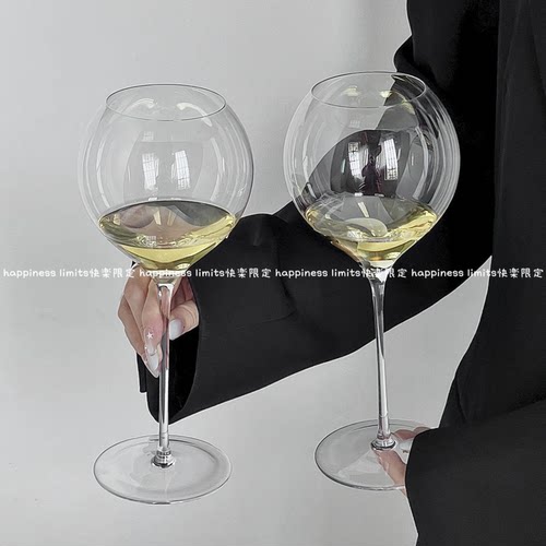 高级感超细杆轻透水晶玻璃高脚酒杯红酒杯香槟气泡杯精致轻奢